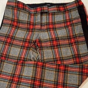J. Crew Red and Gray Plaid Straight Leg Pants